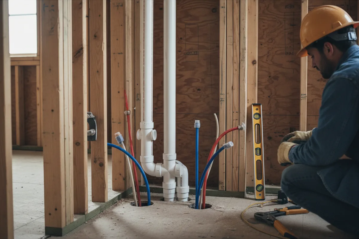 Drain and supply rough-in during Garbage Disposal Repair in Santa Clara